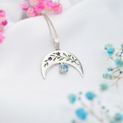 Lunula z Roślinnym Wzorem Naszyjnik